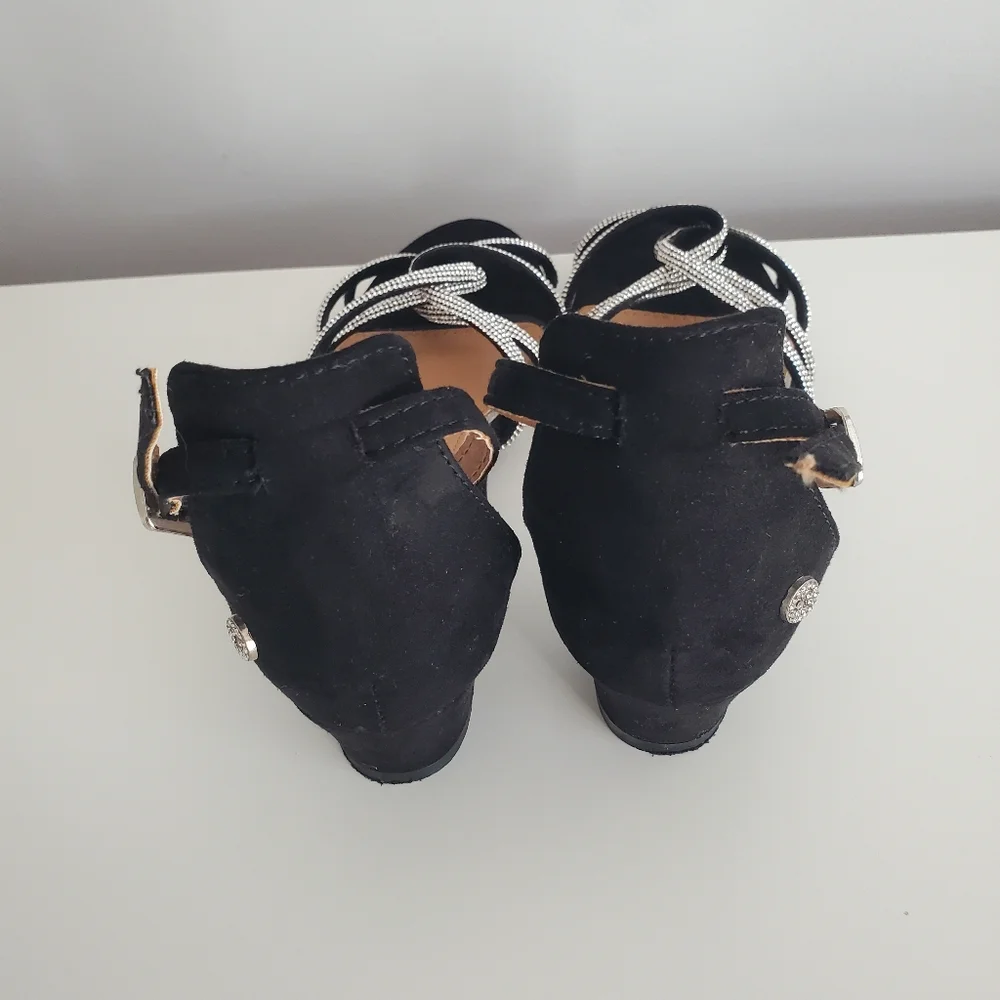 Nine West Girl's Dressy Rhinestone Heels Size 2.5 Black